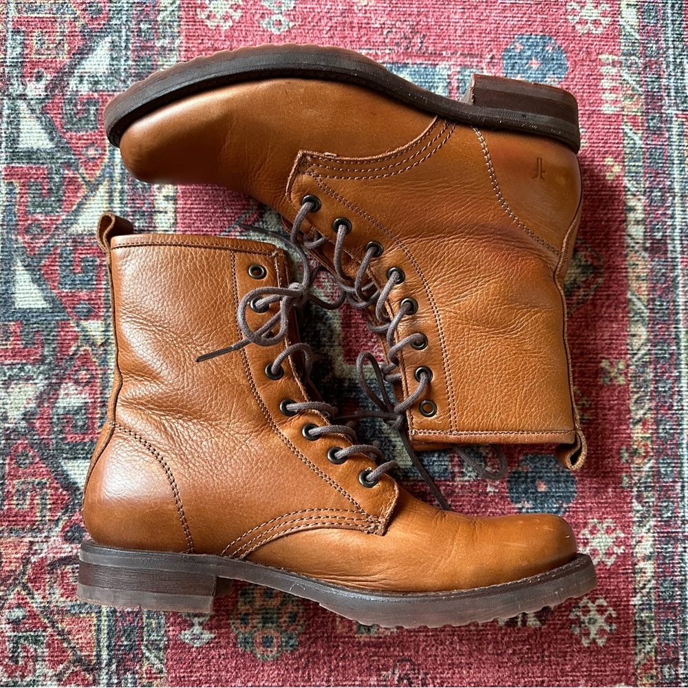 Frye Veronica Combat Boot Women’s Us 7 Camel Leat… - image 2